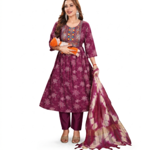 Feeding 3 Piece Kurta Set for Women | Heavy Vertican | Computer Work