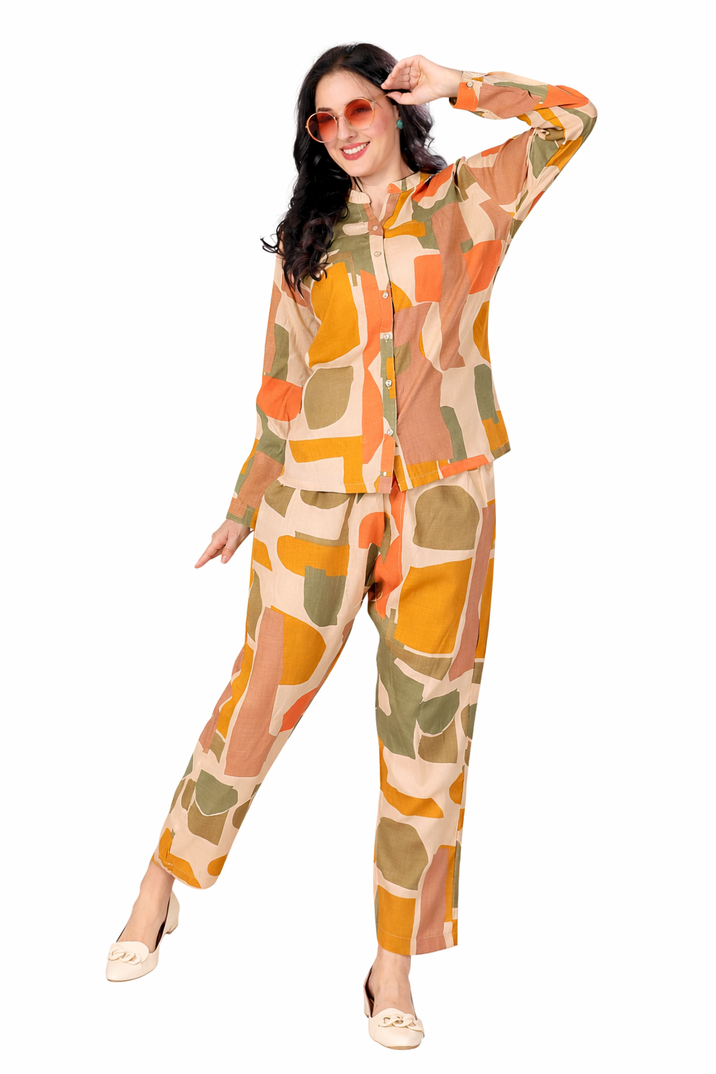 Orange Candy Imported Cotton Cord Set – Design 2026 – Multicolor – XL | 2XL